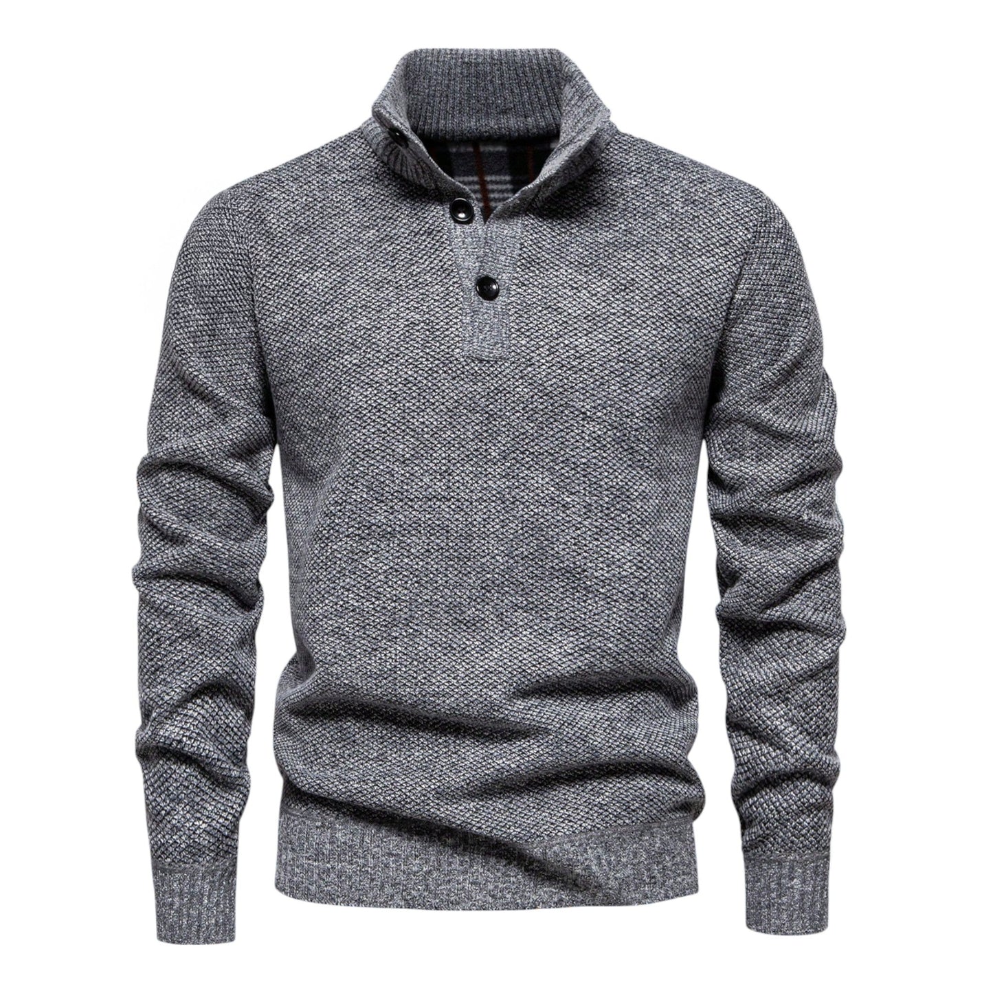 SHE szürke kötött henley pulóver
