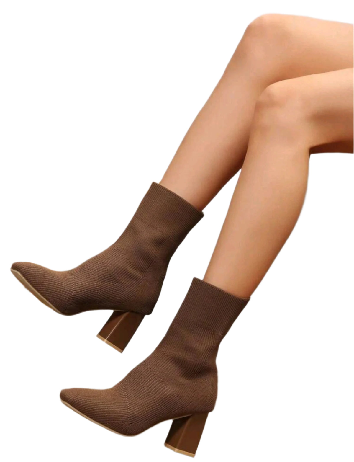 SHE barna kötött bokacsizma