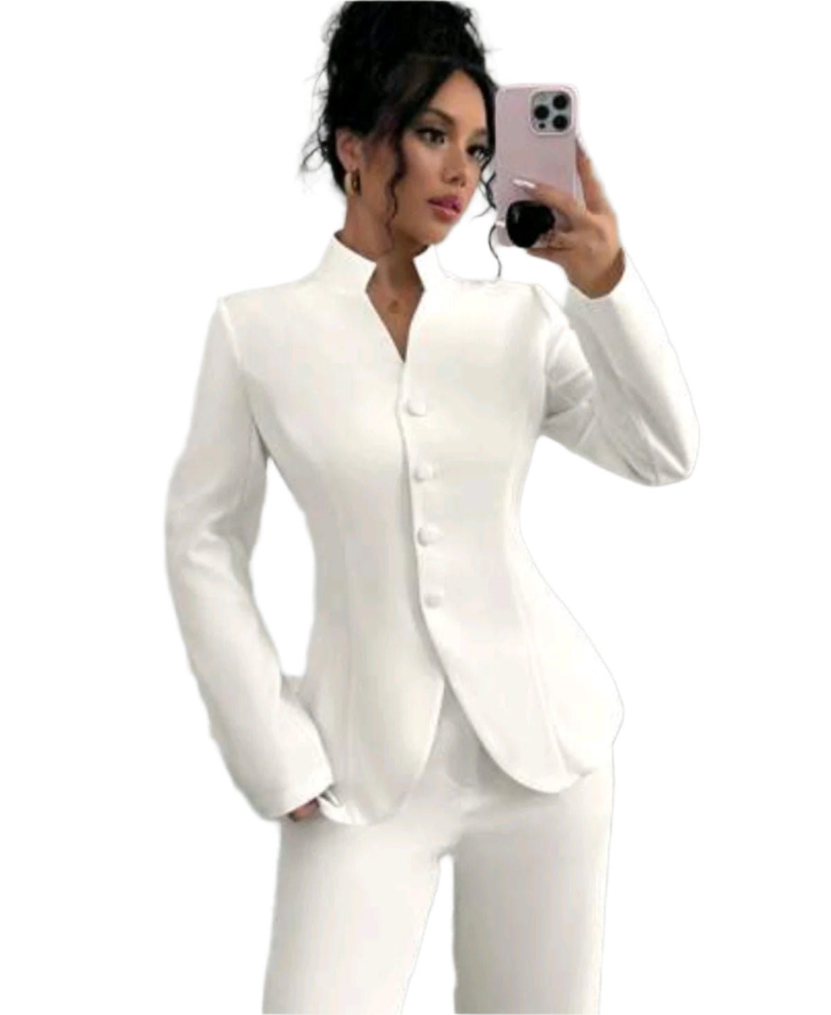 SHE fehér elegáns állógalléros blézer