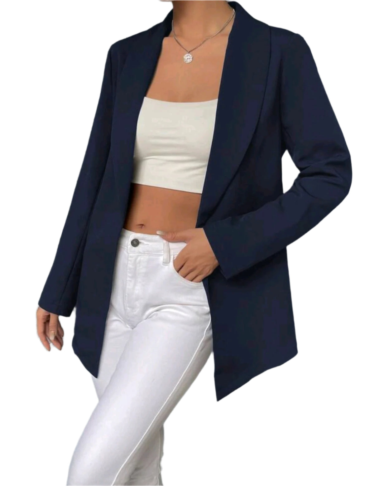 SHE sötétkék letisztult blézer