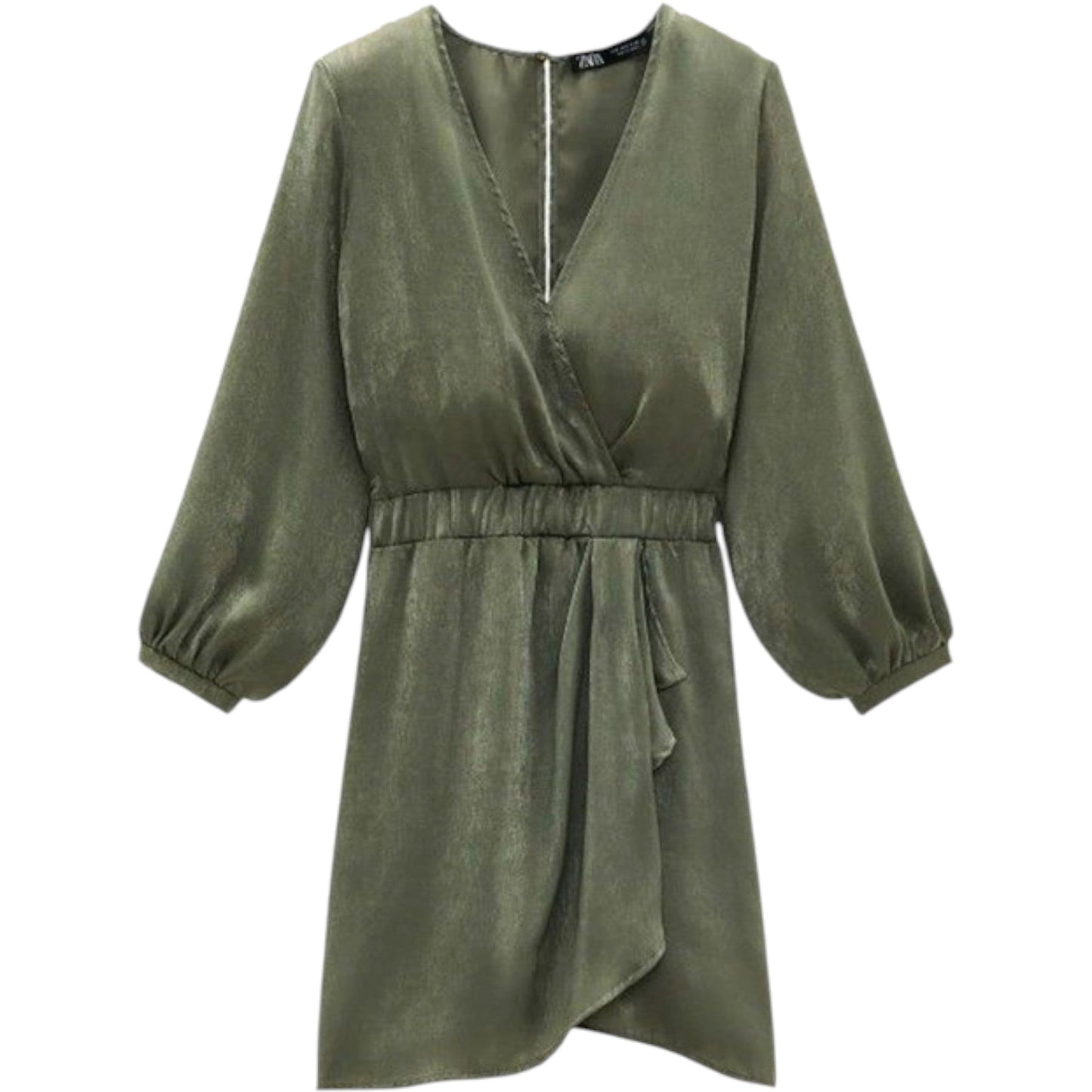 ZARA khaki selyemhatású mini ruha