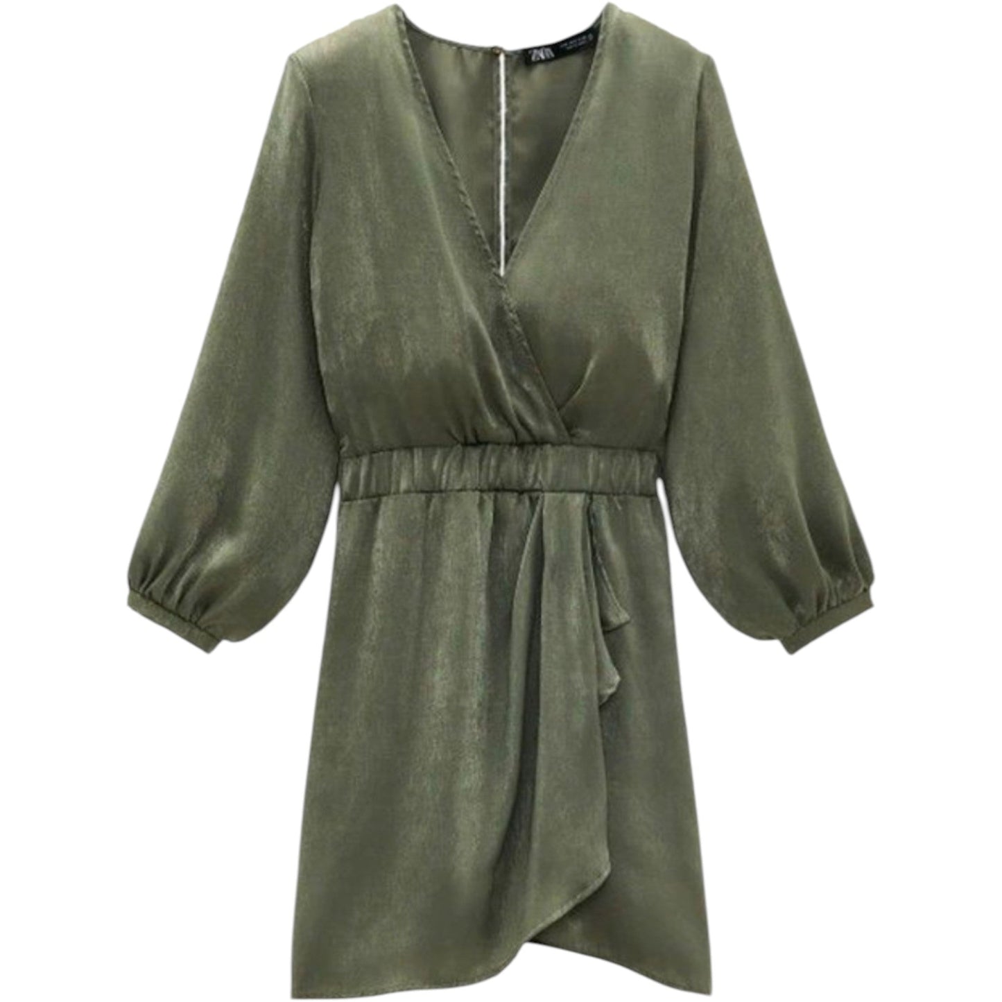 ZARA khaki selyemhatású mini ruha