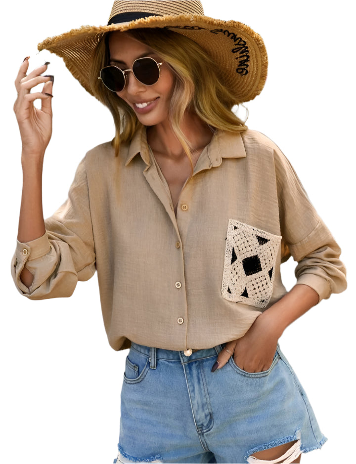SHE boho horgolt zsebes ing