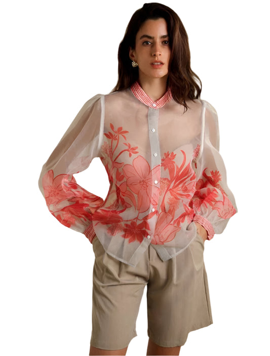 SHE organza virágmintás ing