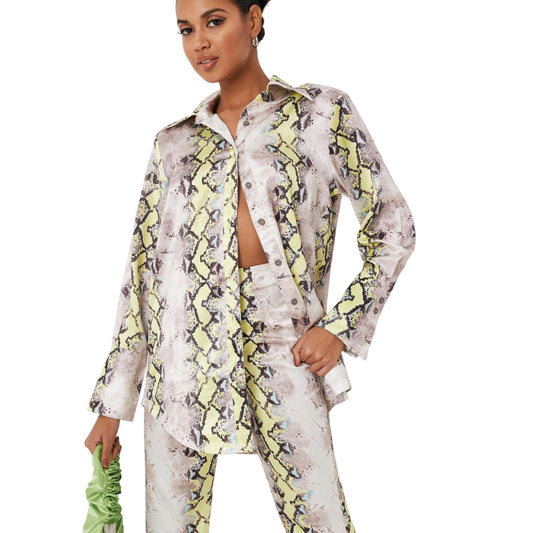 MISSGUIDED snake skin mintás szatén ing