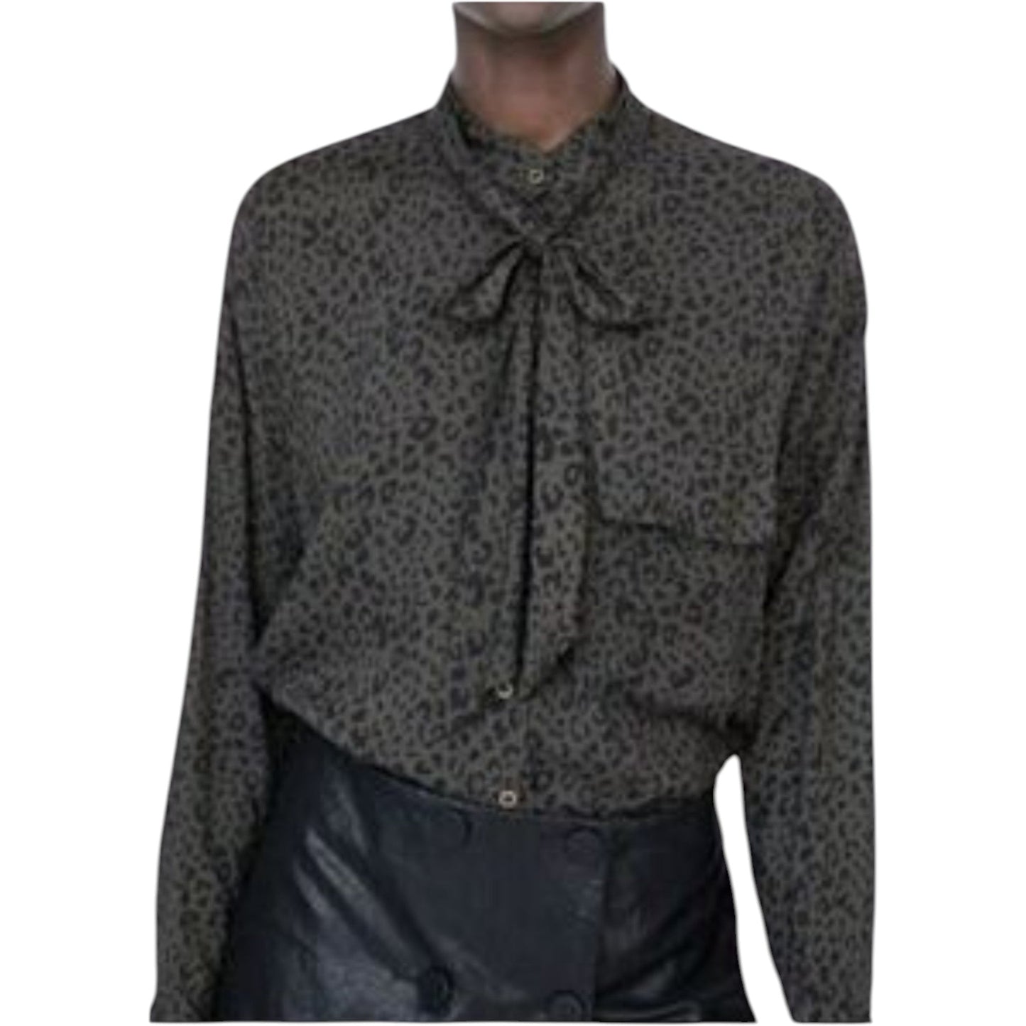 ZARA barna leopárd mintás nyakkendős ing