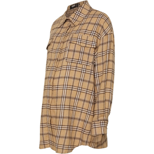 MISSGUIDED bézs kockás oversize ing