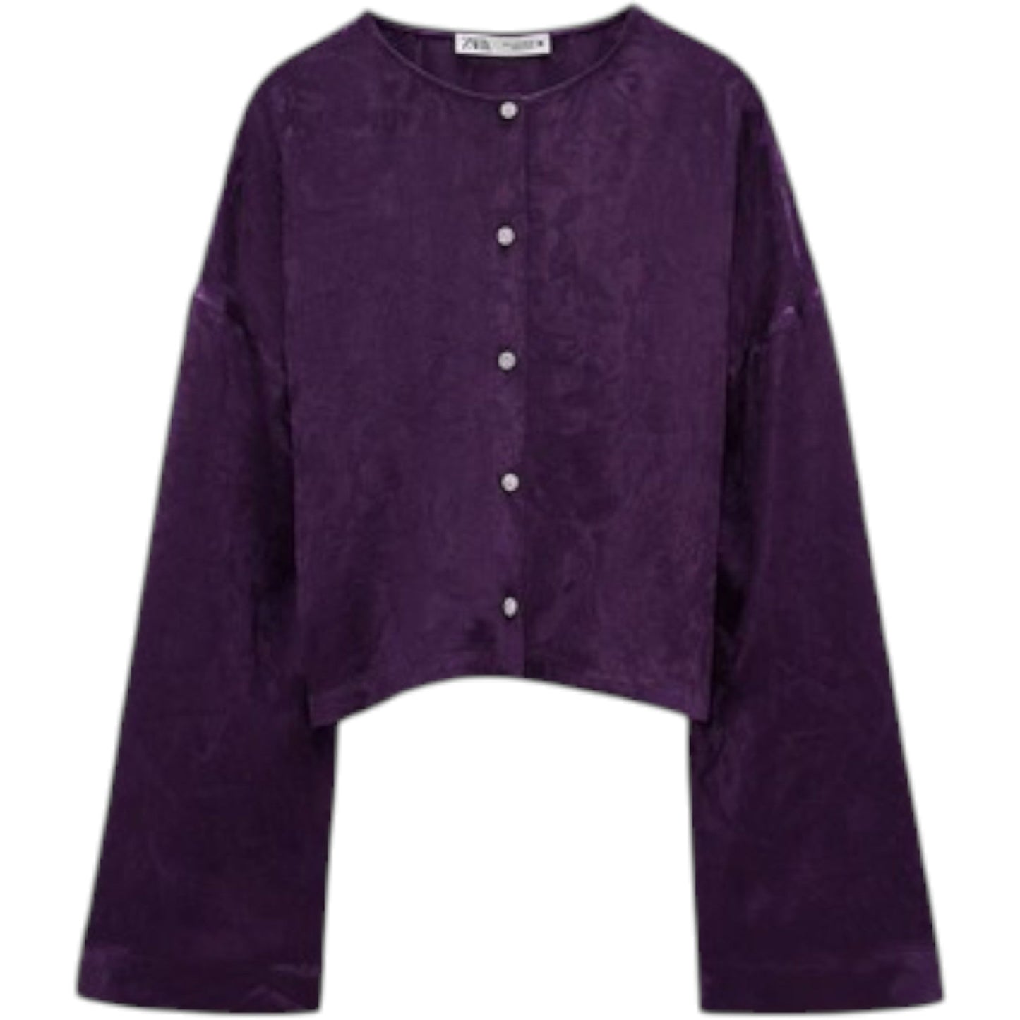 ZARA lila crop jacquard blúz