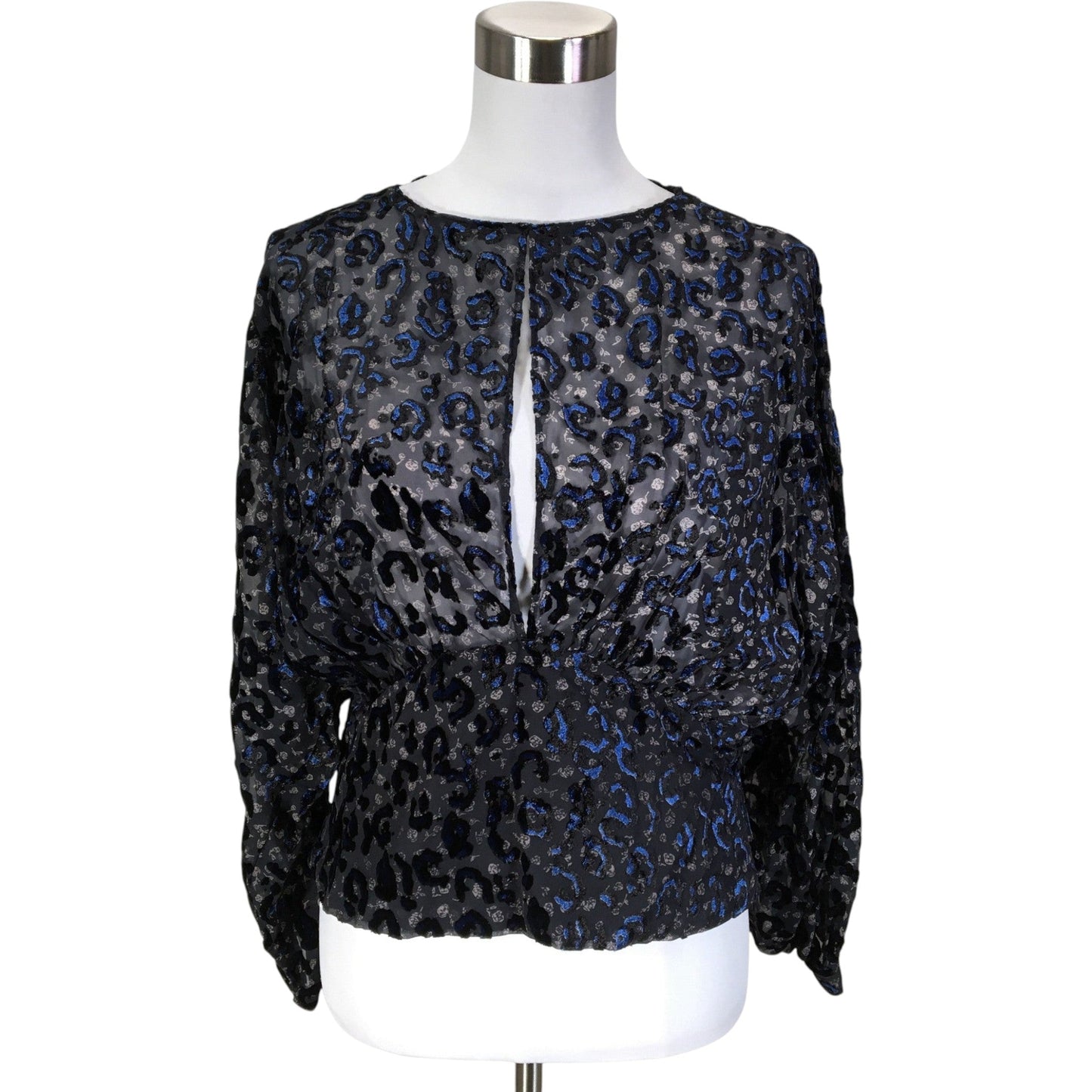 ZARA fekete plüss mintás crop blúz