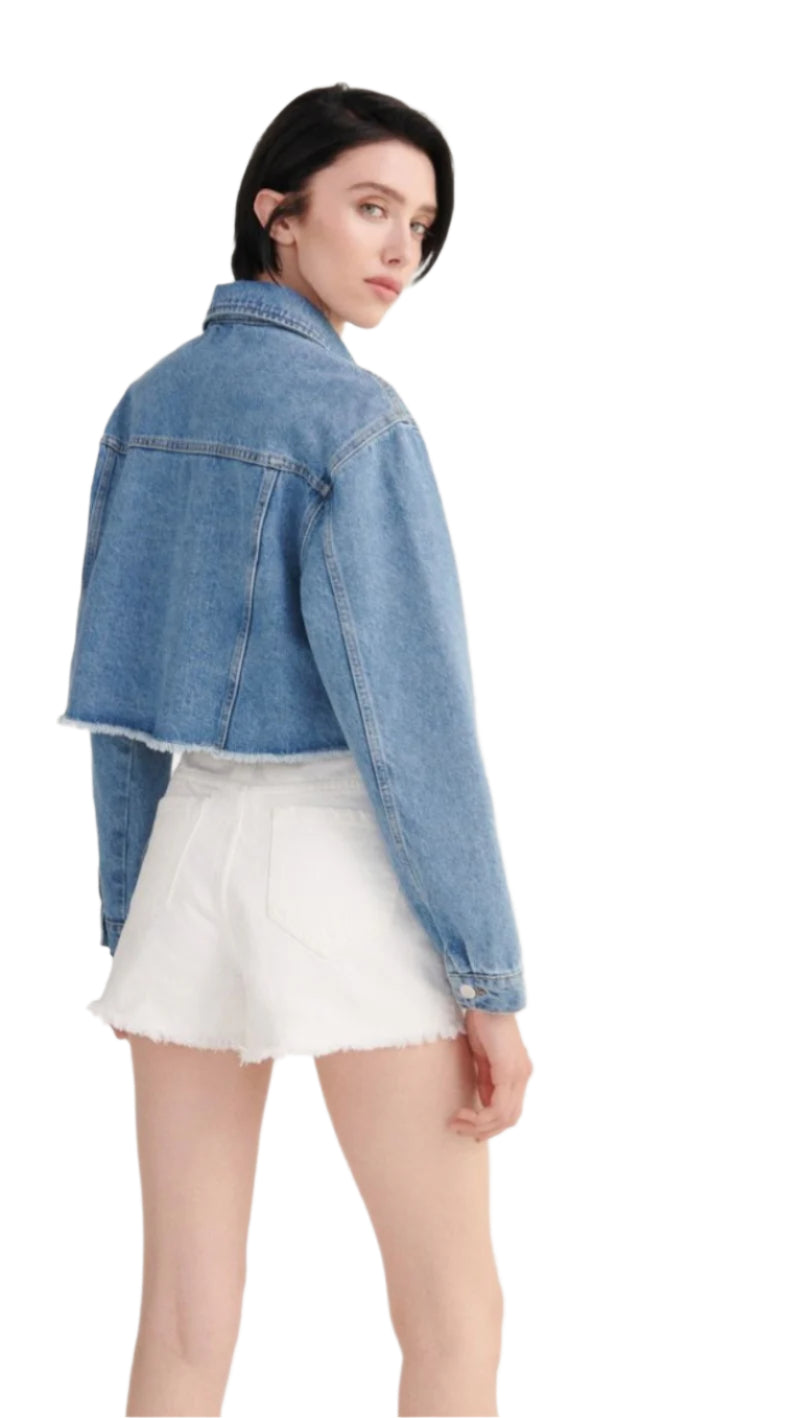 RESERVED fehér rojtos szélű farmer short