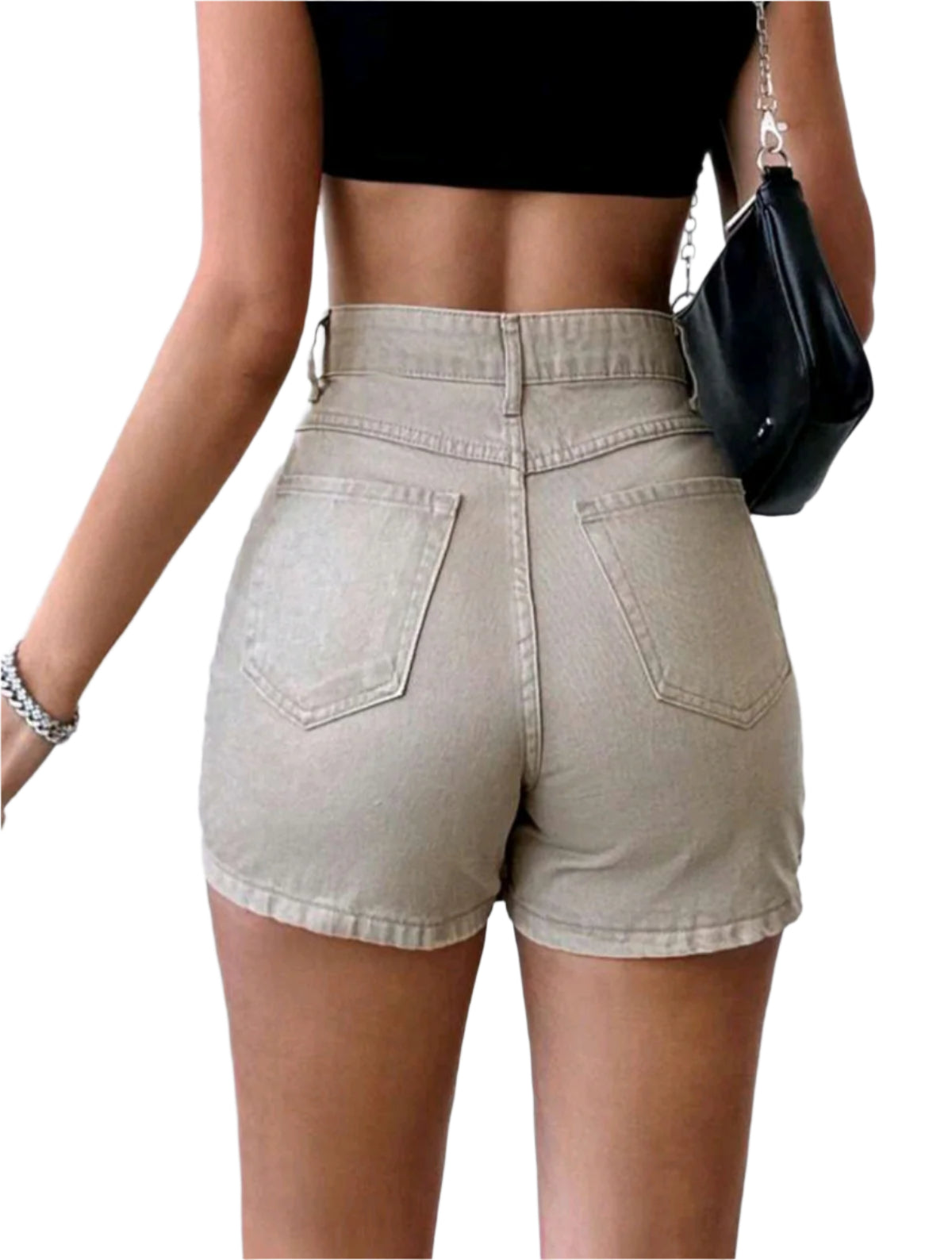 SHE bézs magas derekú farmer short