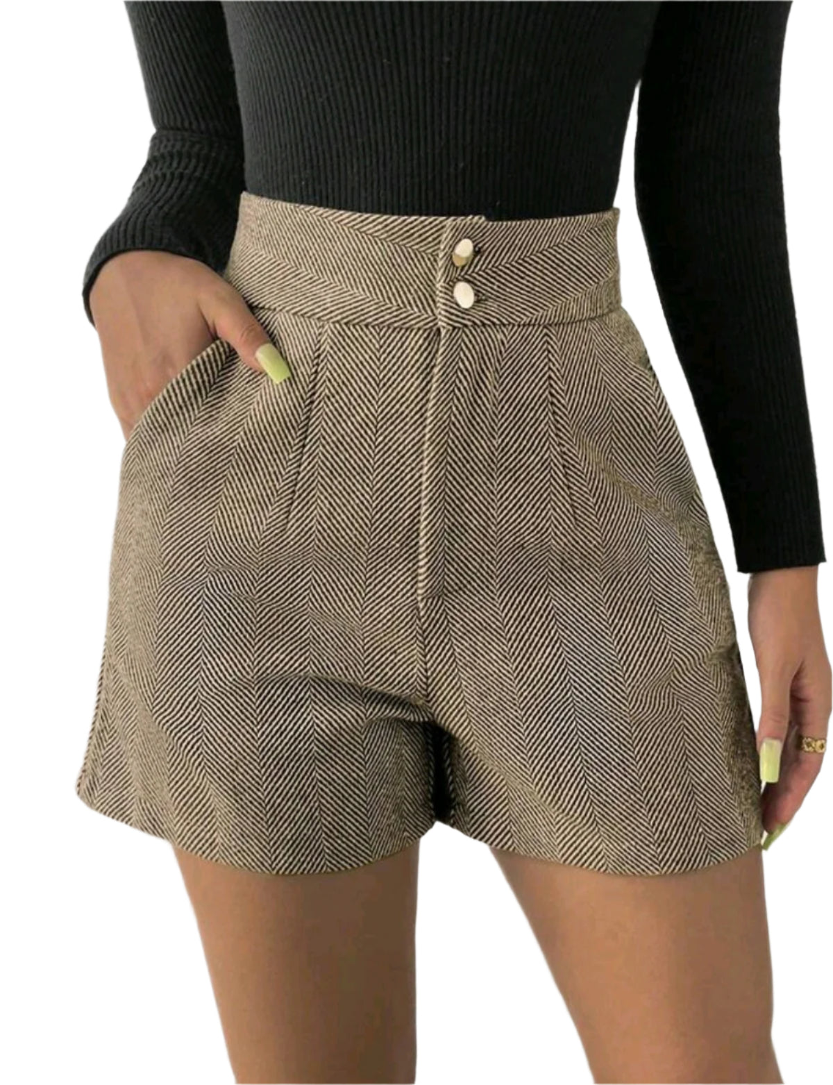 SHE barna halszálkás magas derekú short