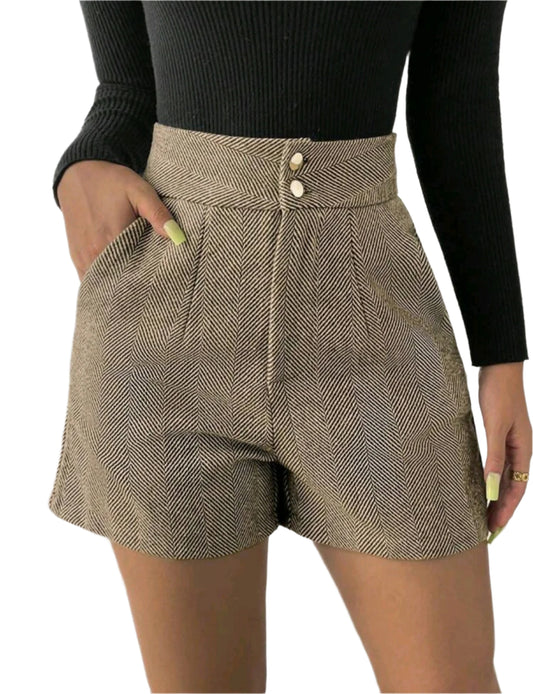 SHE barna halszálkás magas derekú short