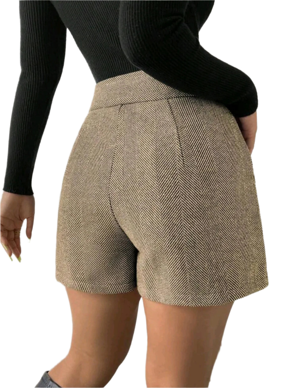 SHE barna halszálkás magas derekú short