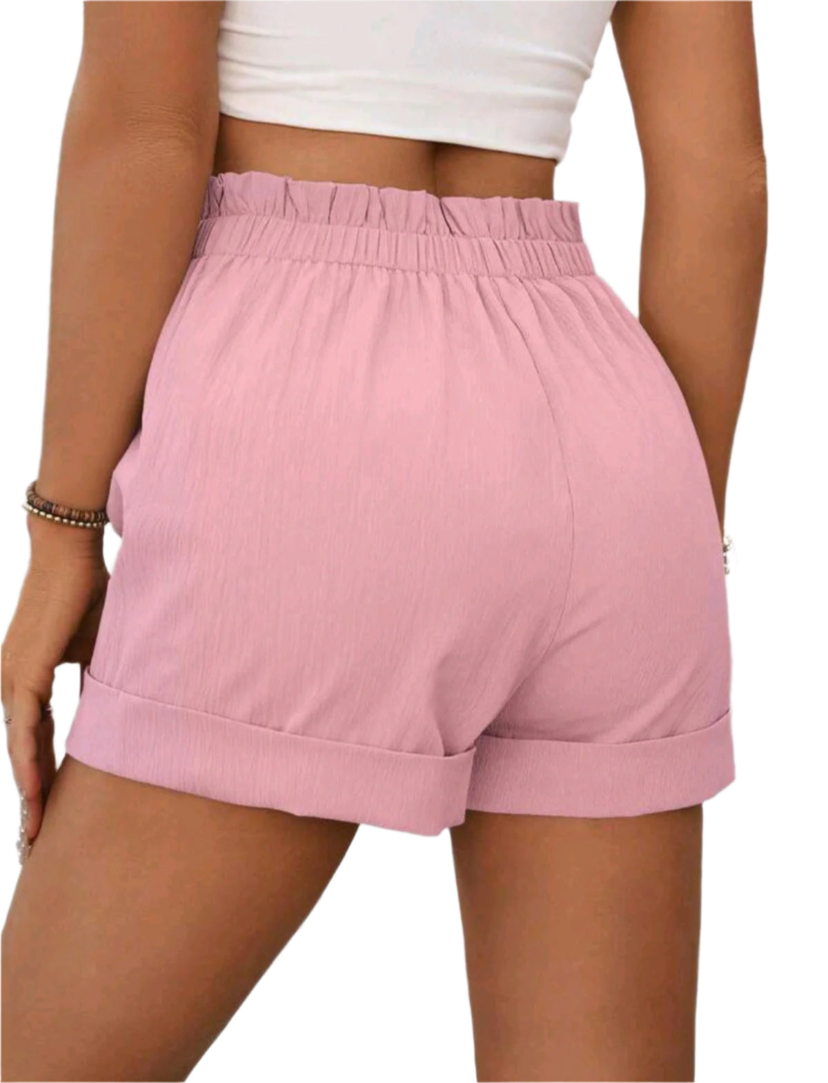 SHE rózsaszín magas derekú nyári short