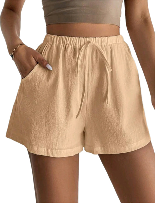 SHE bézs gumis derekú lezser short