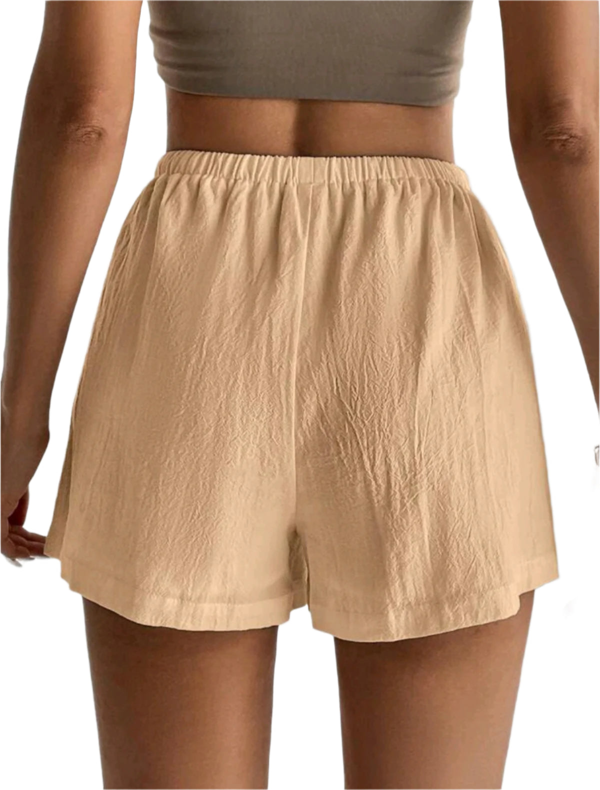 SHE bézs gumis derekú lezser short
