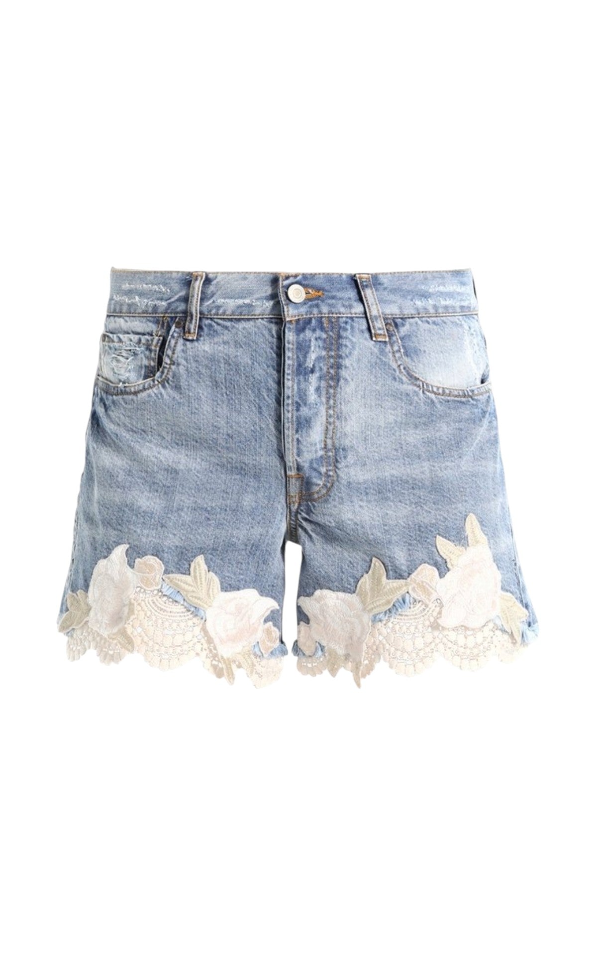 GUESS világoskék csipke rátétes farmer rövidnadrág