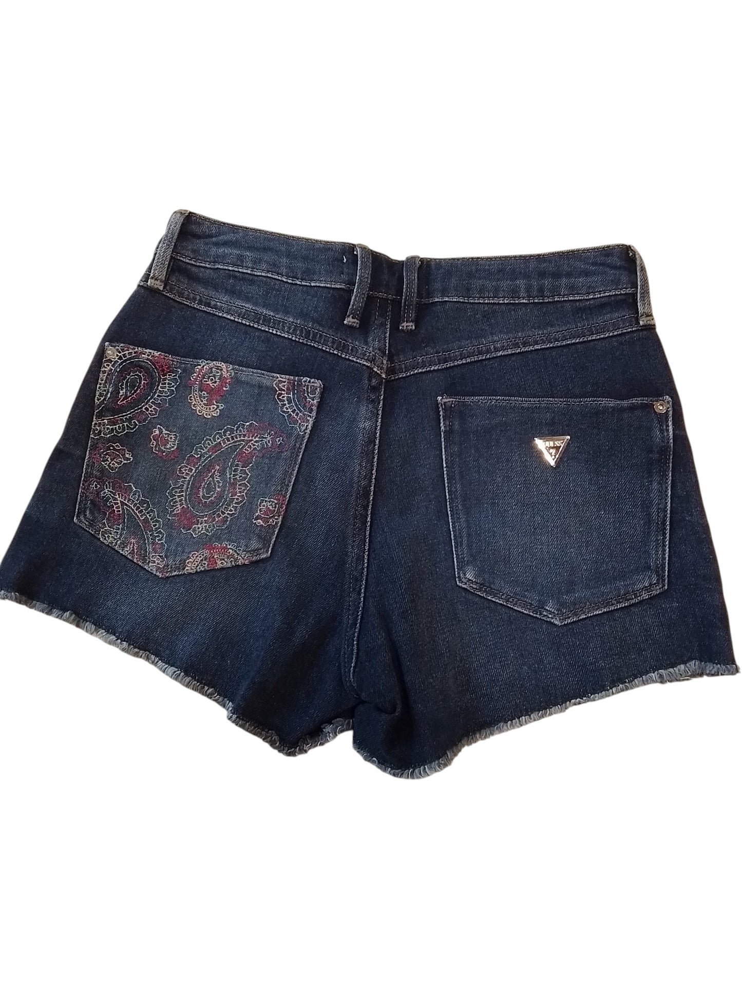 GUESS sötétkék hímzett farmer rövidnadrág