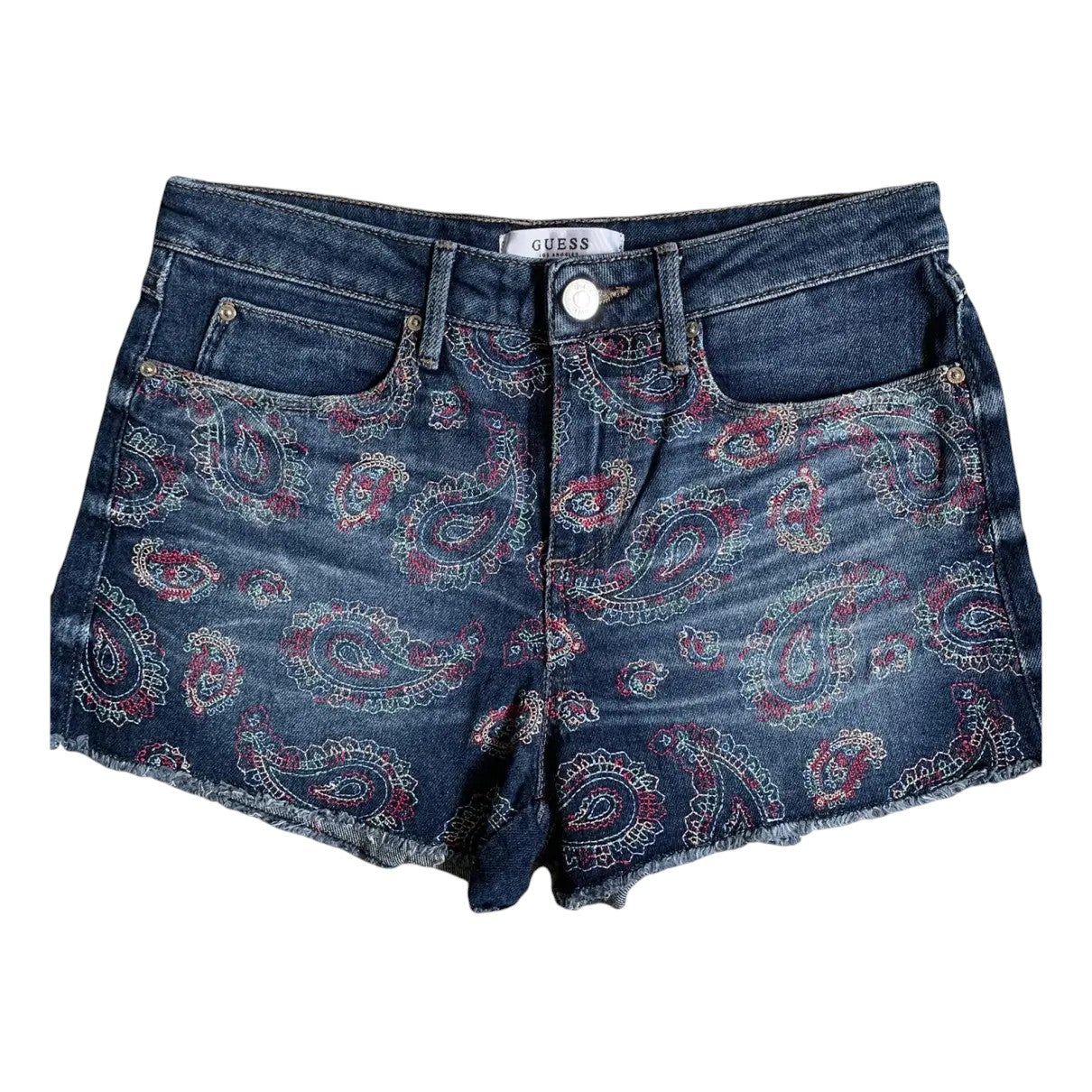 GUESS sötétkék hímzett farmer rövidnadrág