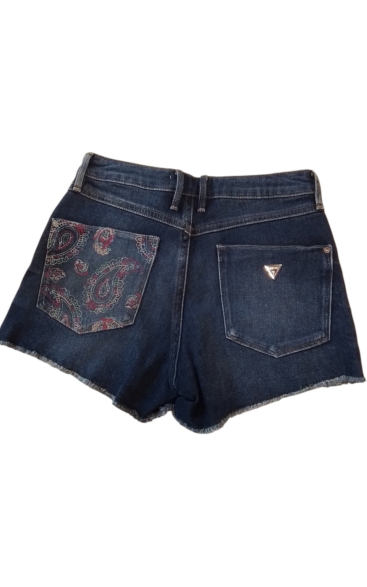 GUESS sötétkék hímzett farmer rövidnadrág