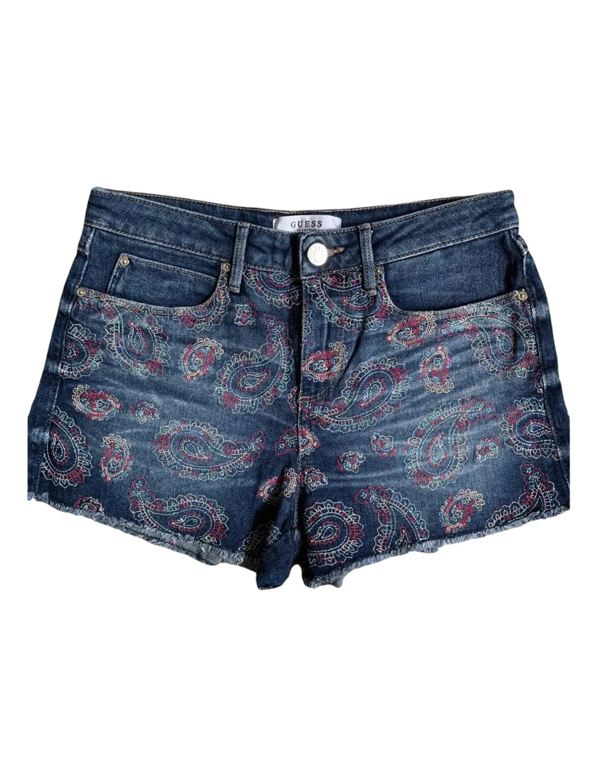 GUESS sötétkék hímzett farmer rövidnadrág