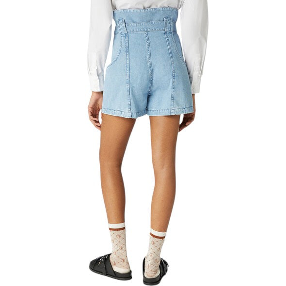 TRUSSARDI világoskék paperbag derekú farmer rövidnadrág