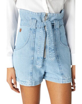 TRUSSARDI világoskék paperbag derekú farmer rövidnadrág