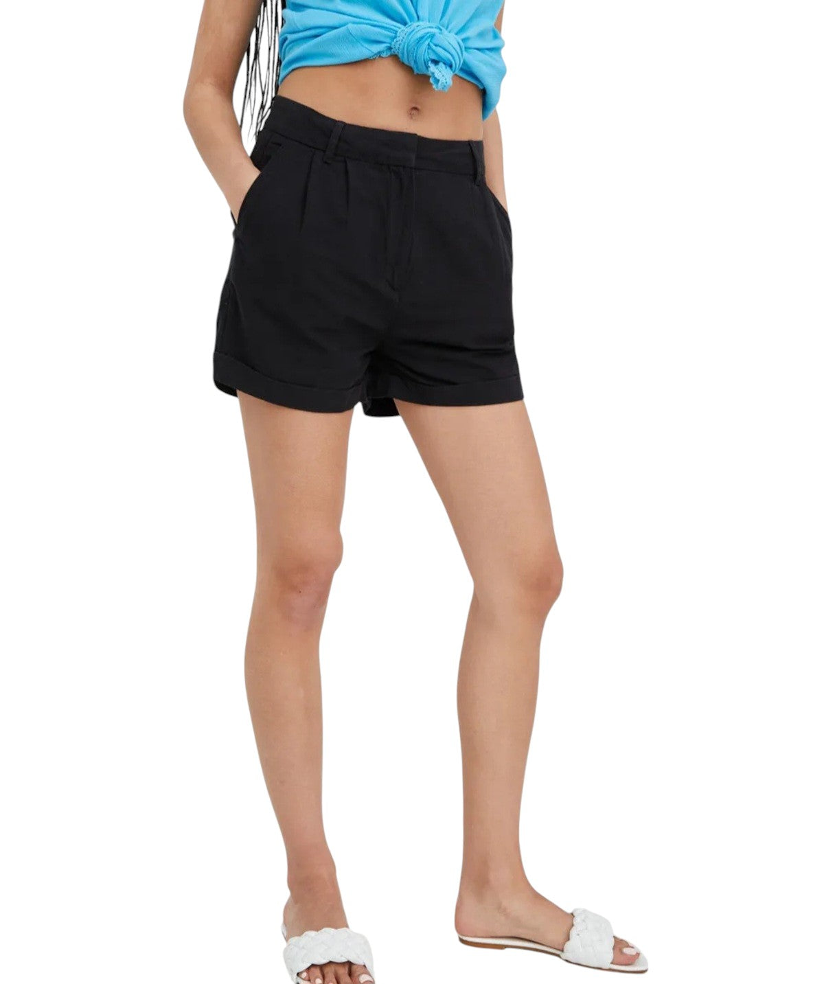 SUPERDRY fekete felhajtott szárú rövidnadrág