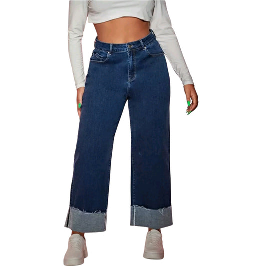 SHE kék felhajtott szárú farmer nadrág