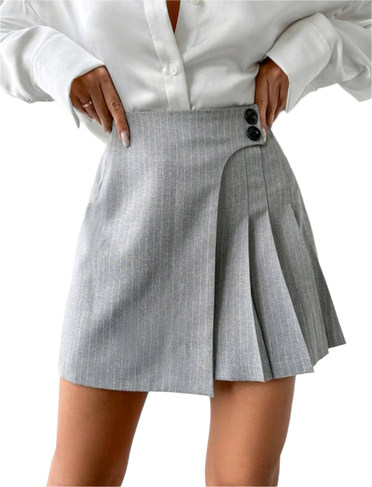 SHE világosszürke rakott szoknya