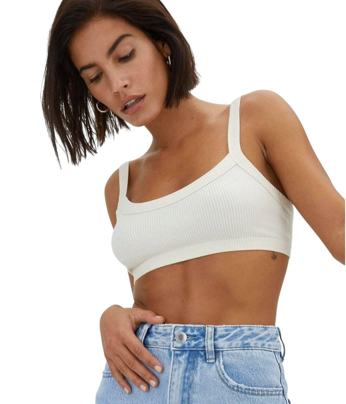 STRADIVARIUS krém bordázott pántos bralette