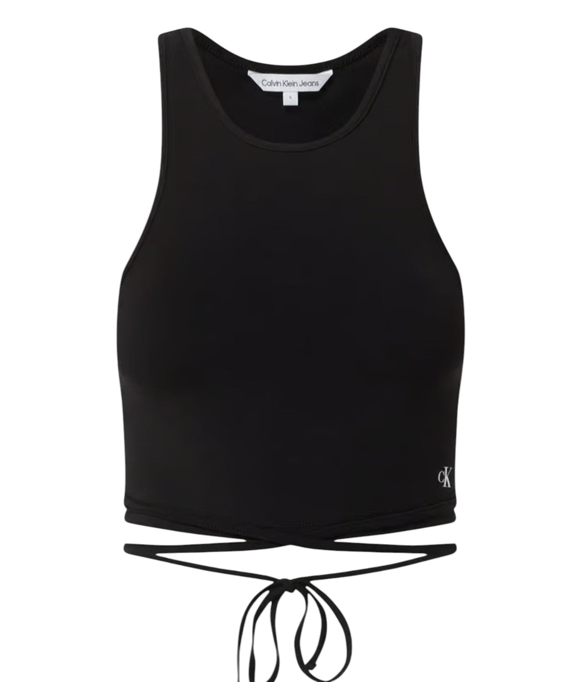 CALVIN KLEIN fekete megkötős derekú crop top