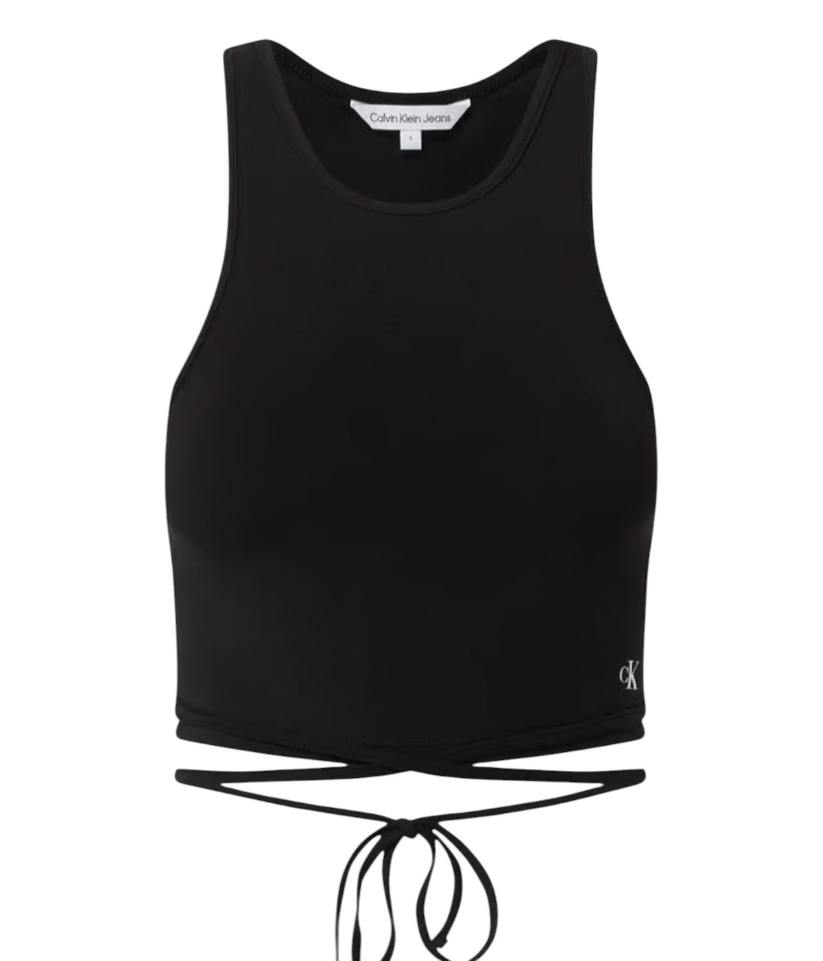 CALVIN KLEIN fekete megkötős derekú crop top