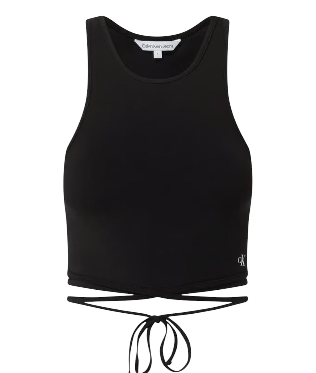 CALVIN KLEIN fekete megkötős derekú crop top