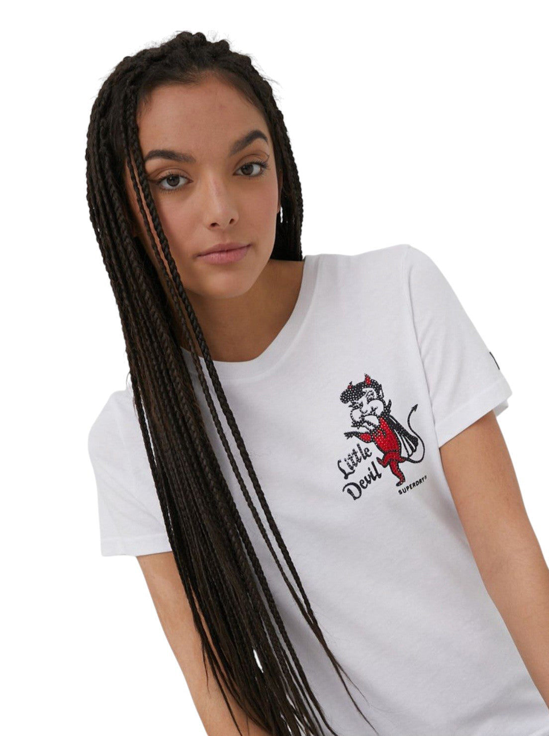 SUPERDRY fehér strasszos póló