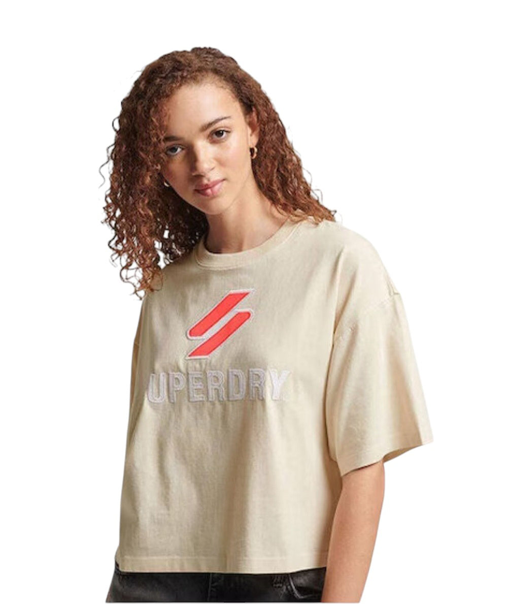 SUPERDRY krém crop top póló