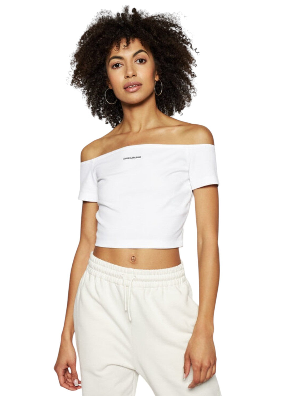CALVIN KLEIN fehér váll nélküli crop top