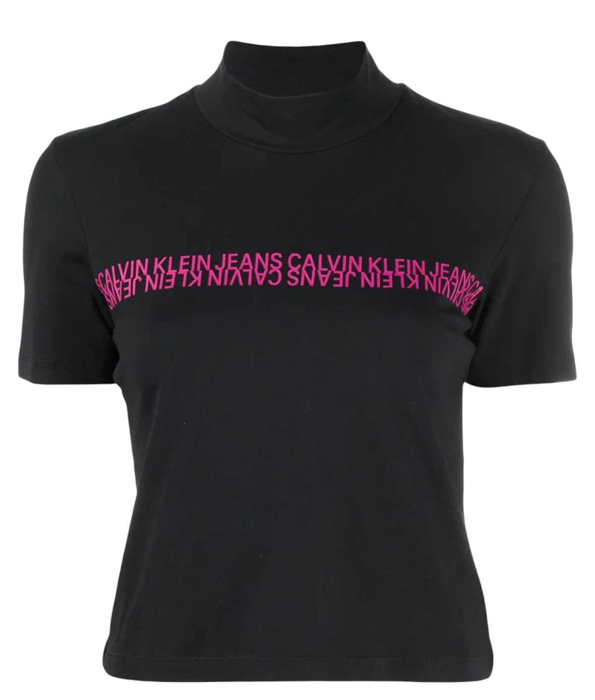 CALVIN KLEIN fekete magas nyakú crop top