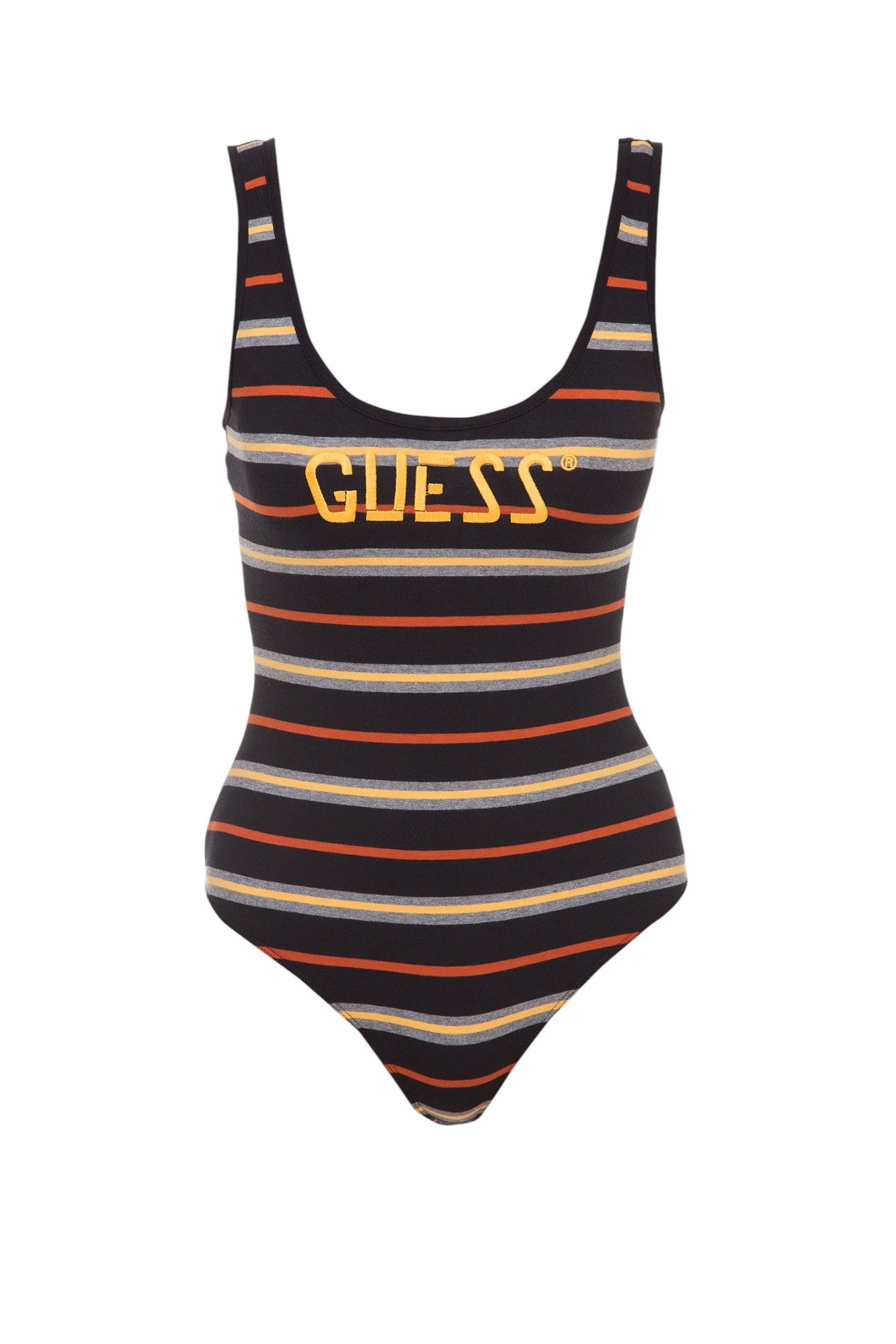 GUESS fekete színes csíkos body