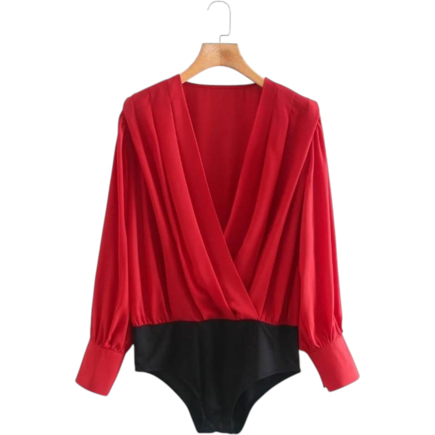 ZARA piros V-nyakú hosszú ujjú body
