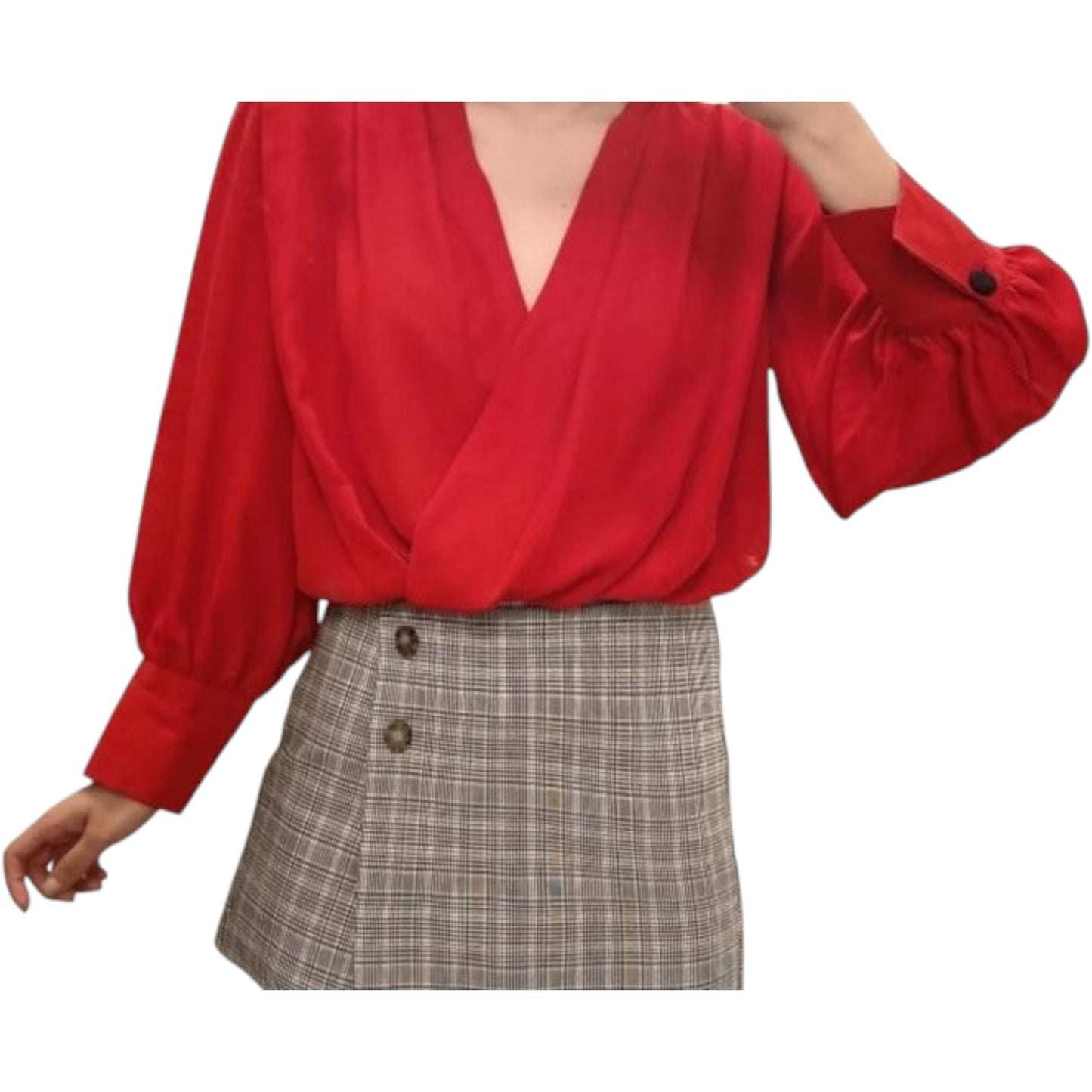 ZARA piros V-nyakú hosszú ujjú body