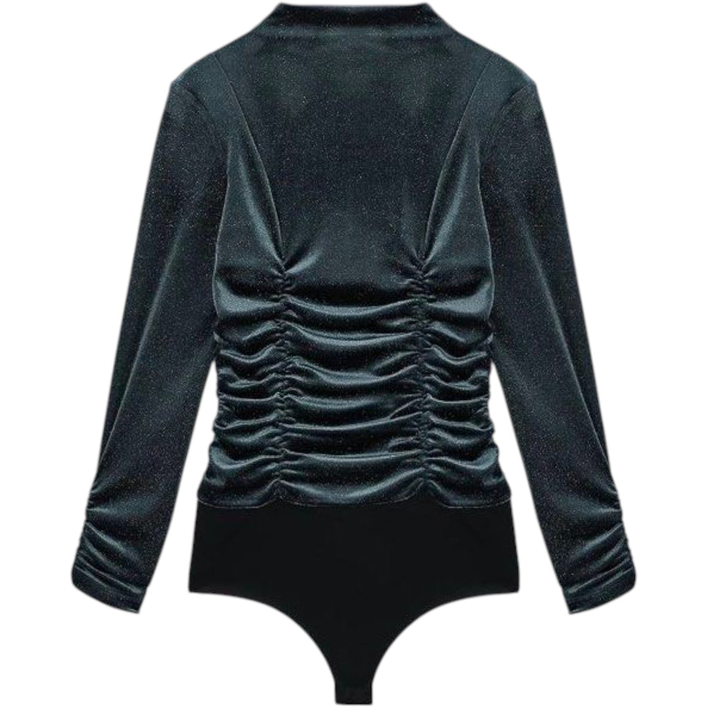 ZARA sötétzöld garbó nyakú ráncolt body