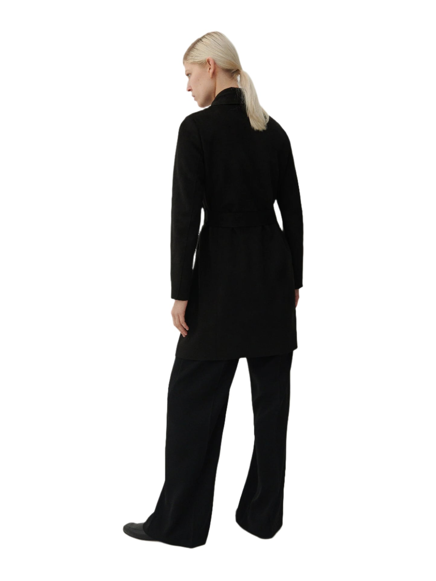 RESERVED fekete megkötős elegáns kabát