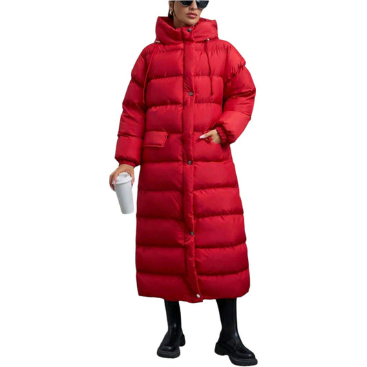 SHE piros oversize extra hosszú pufi kabát
