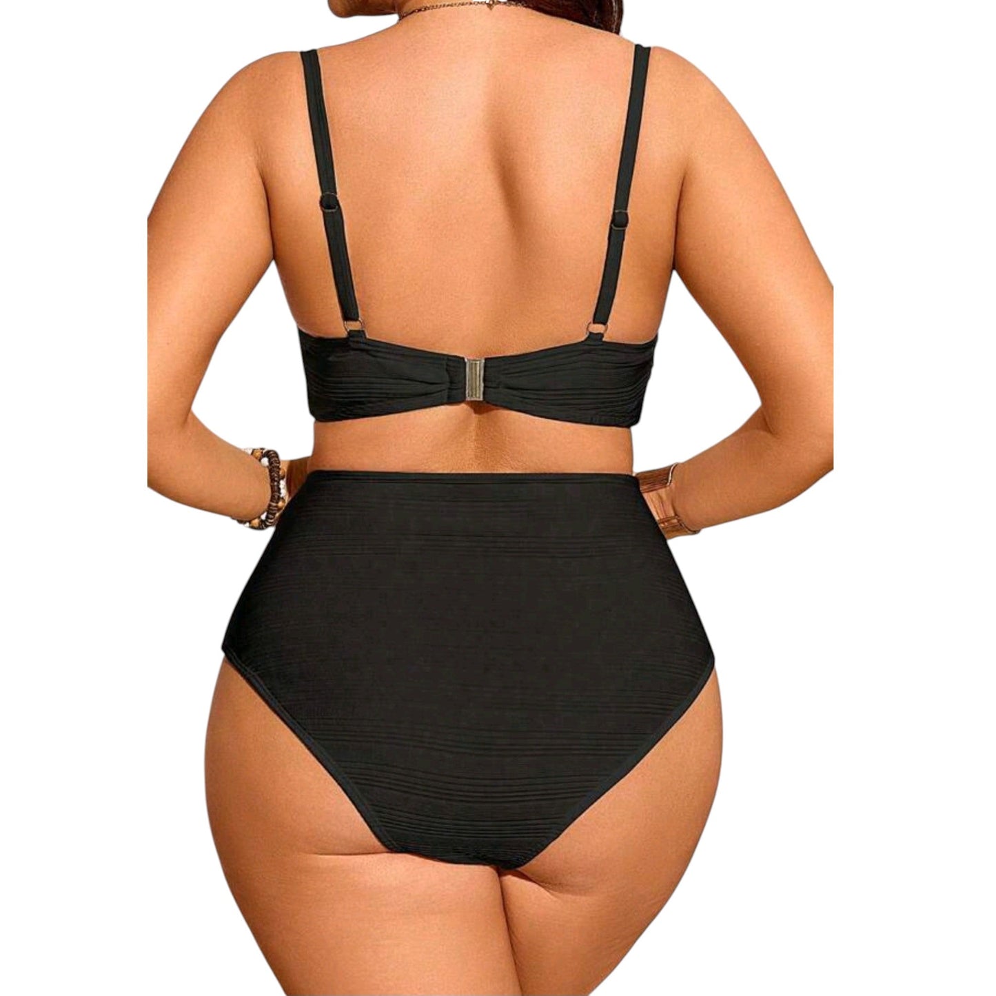 SHE fekete bordázott bikini