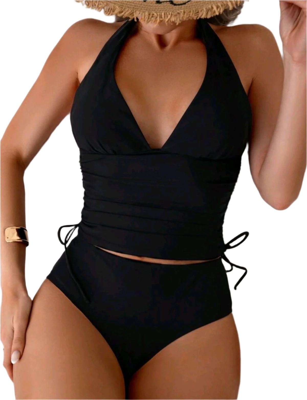 SHE fekete magas derekú tankini fürdőruha