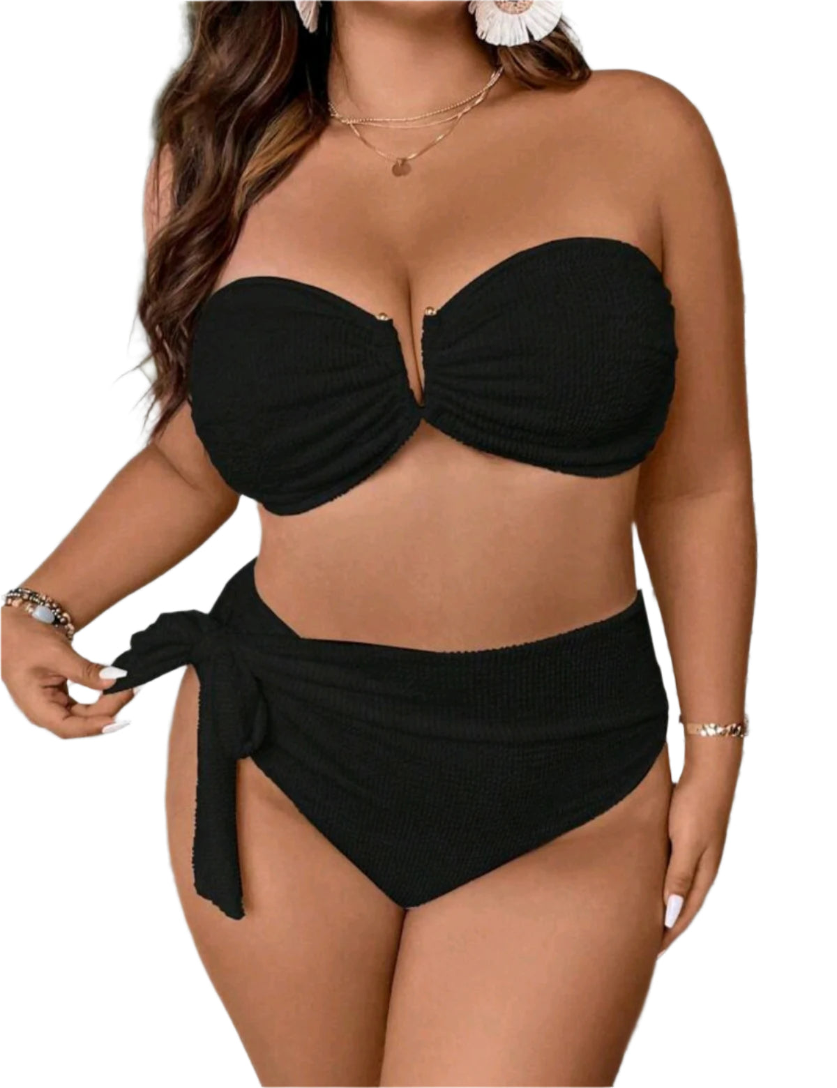 SHE fekete bandeau fazonú megkötős bikini