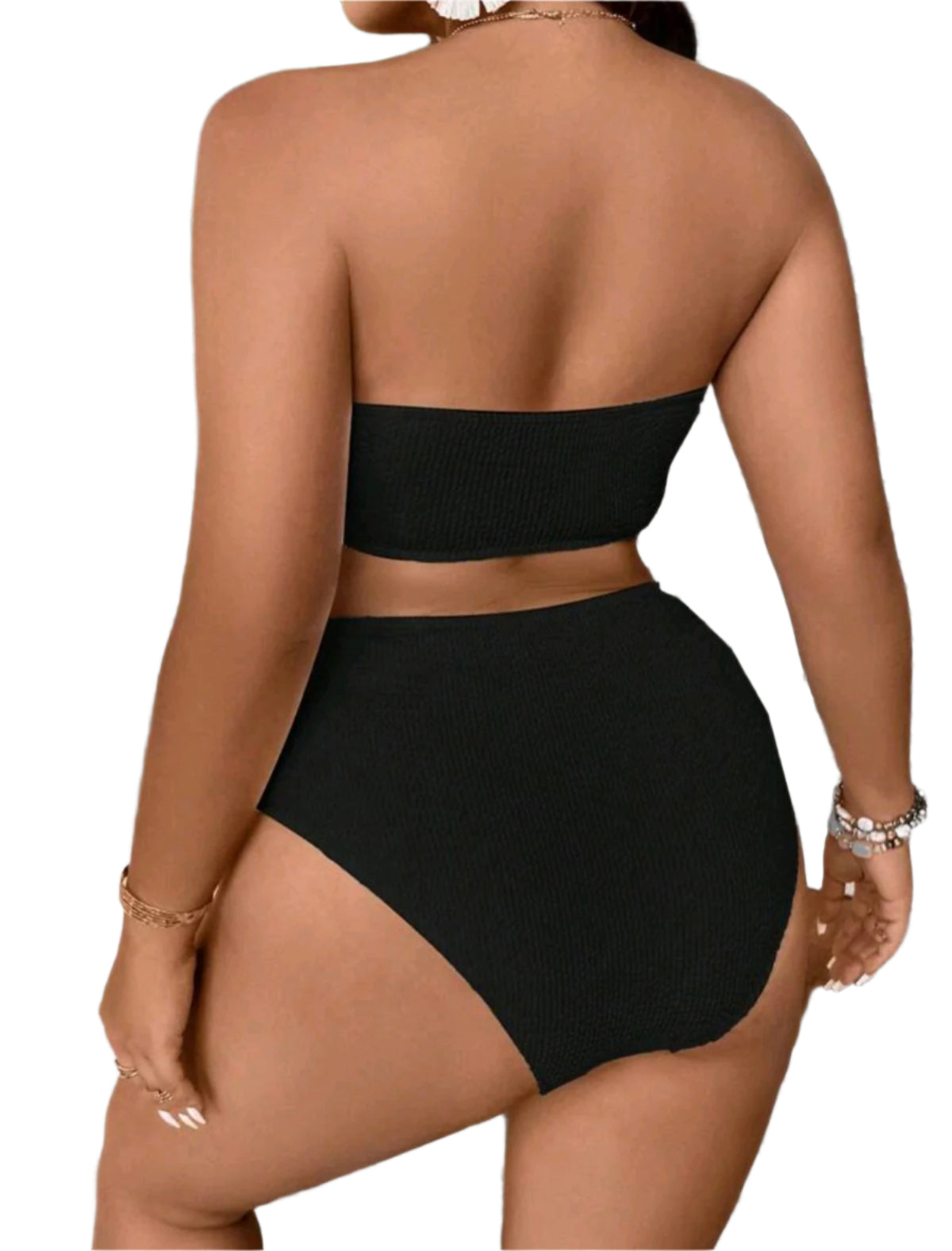 SHE fekete bandeau fazonú megkötős bikini