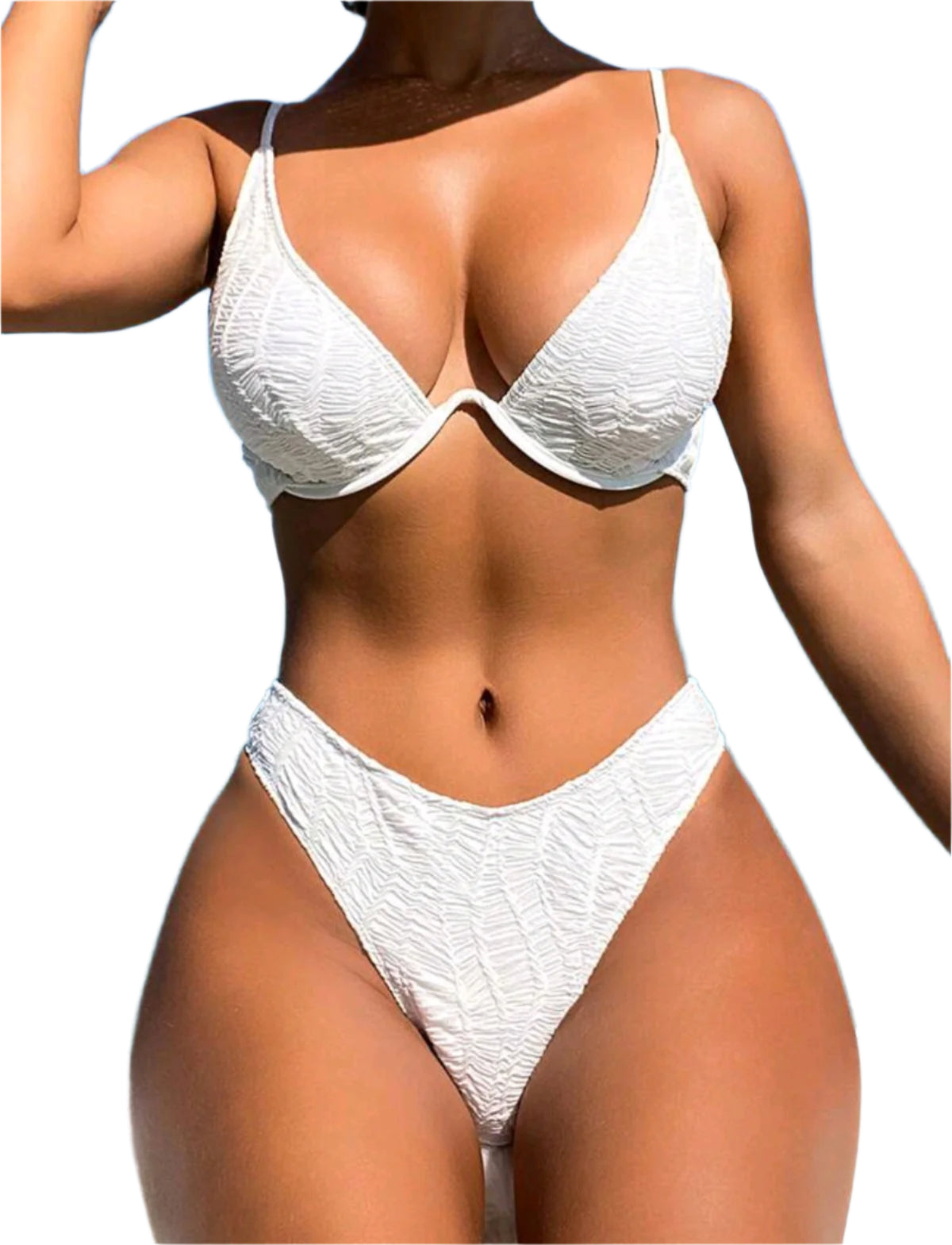 SHE fehér merevítős bikini magasderekú alsóval